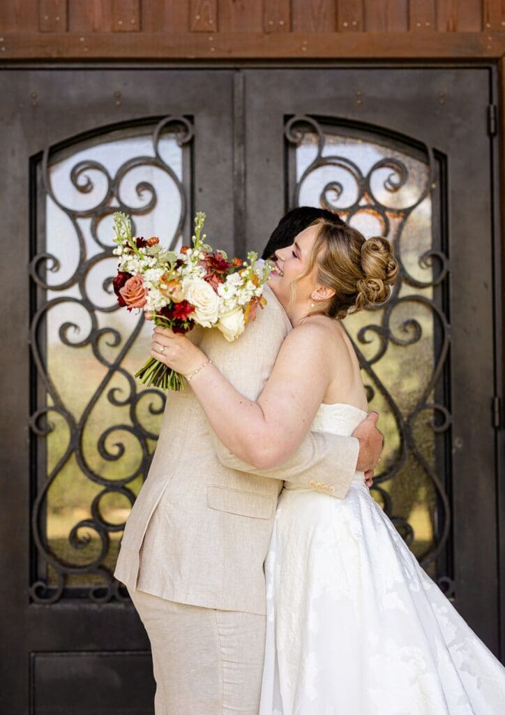 Emotional moment between bride and groom at The Milestone venue