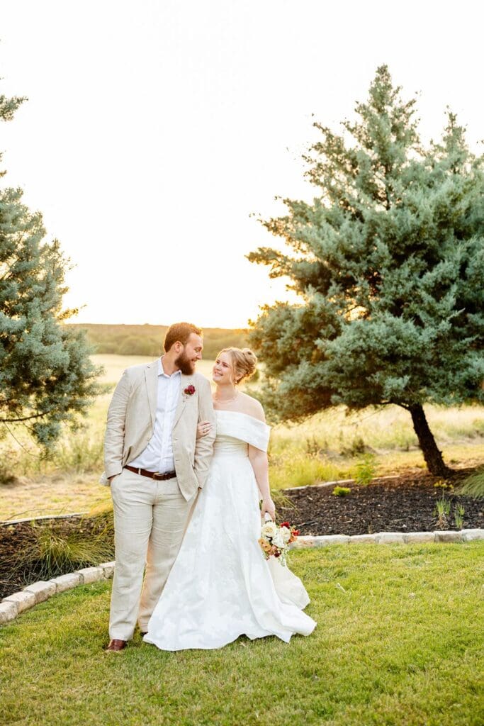 Golden hour wedding portraits at The Milestone in Boerne Texas