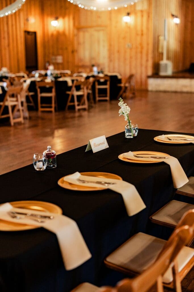 Wedding reception details at The Milestone venue in Boerne Texas