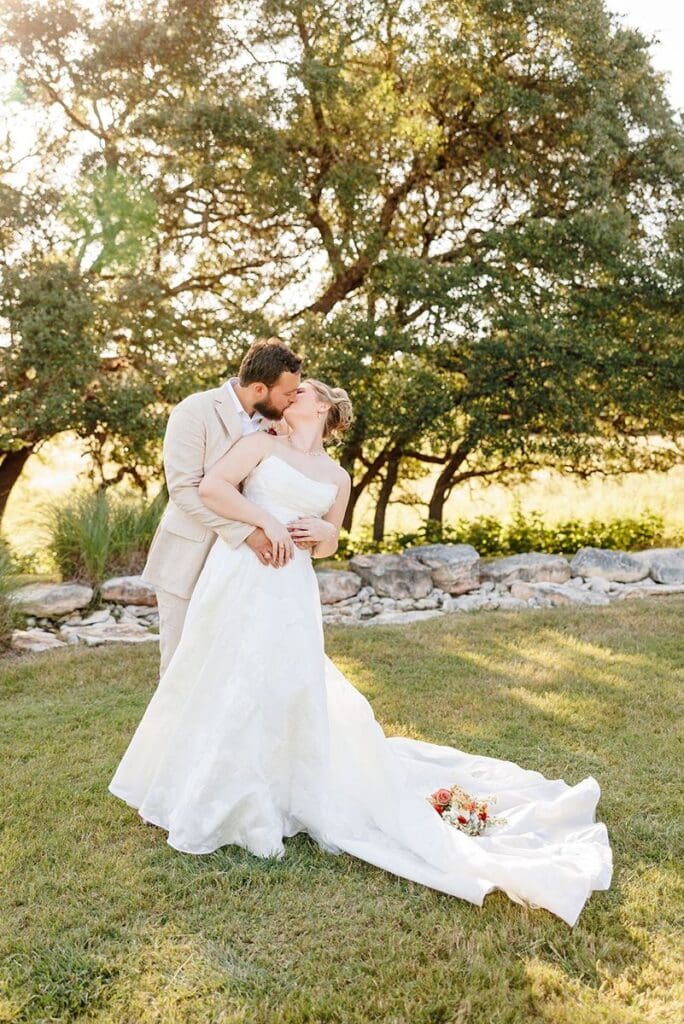 Newlywed couple portraits at The Milestone wedding venue in Boerne Texas