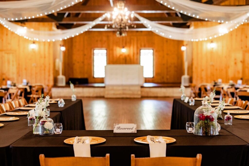 Reception ballroom at The Milestone Boerne wedding venue