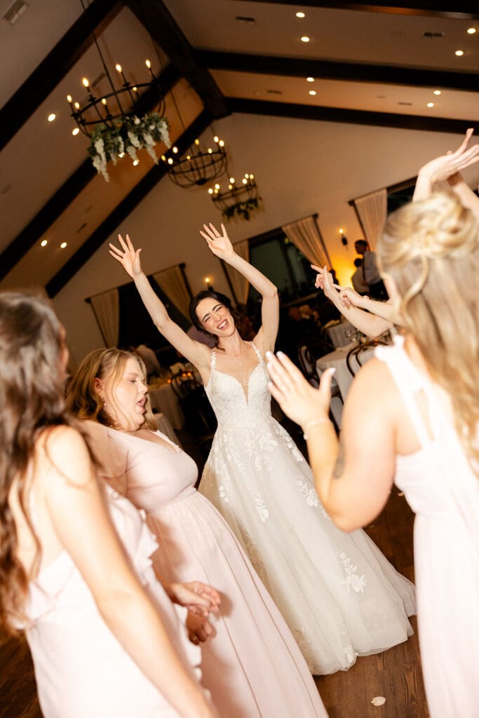 Bride dancing during wedding reception