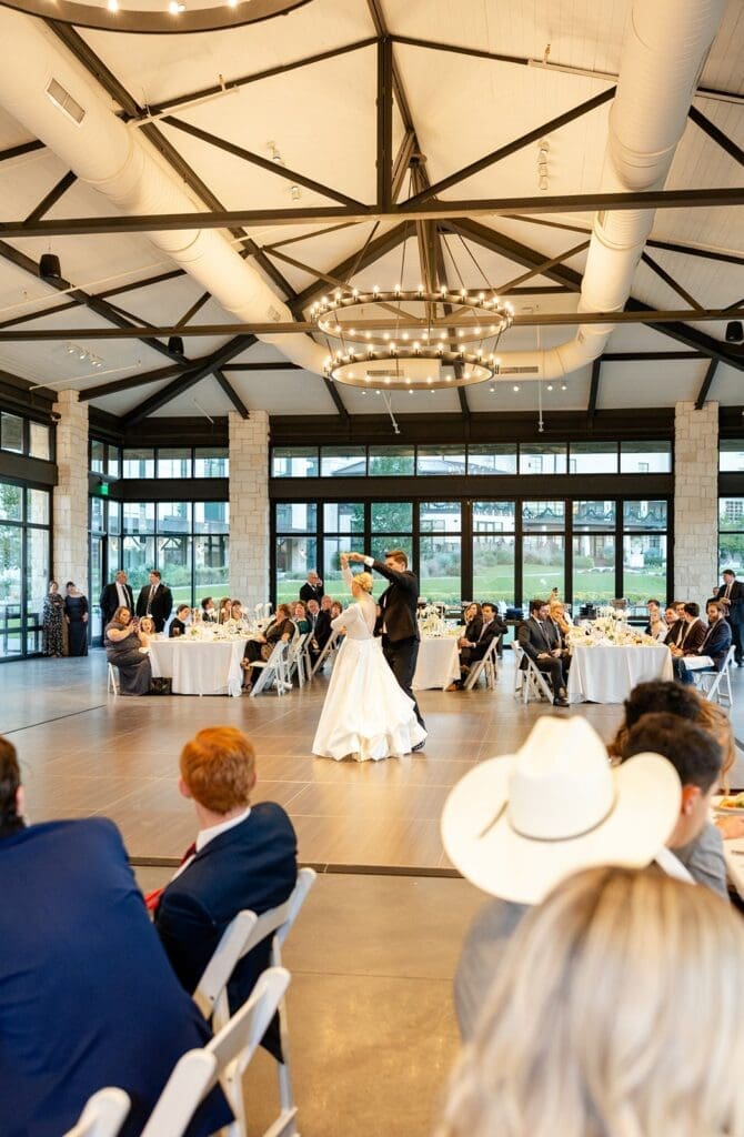 Reception area at omni barton creek resort and spa where couple has first dance