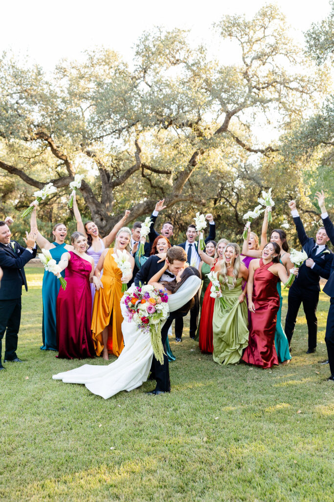 wedding party cheering at a san antonio wedding venue