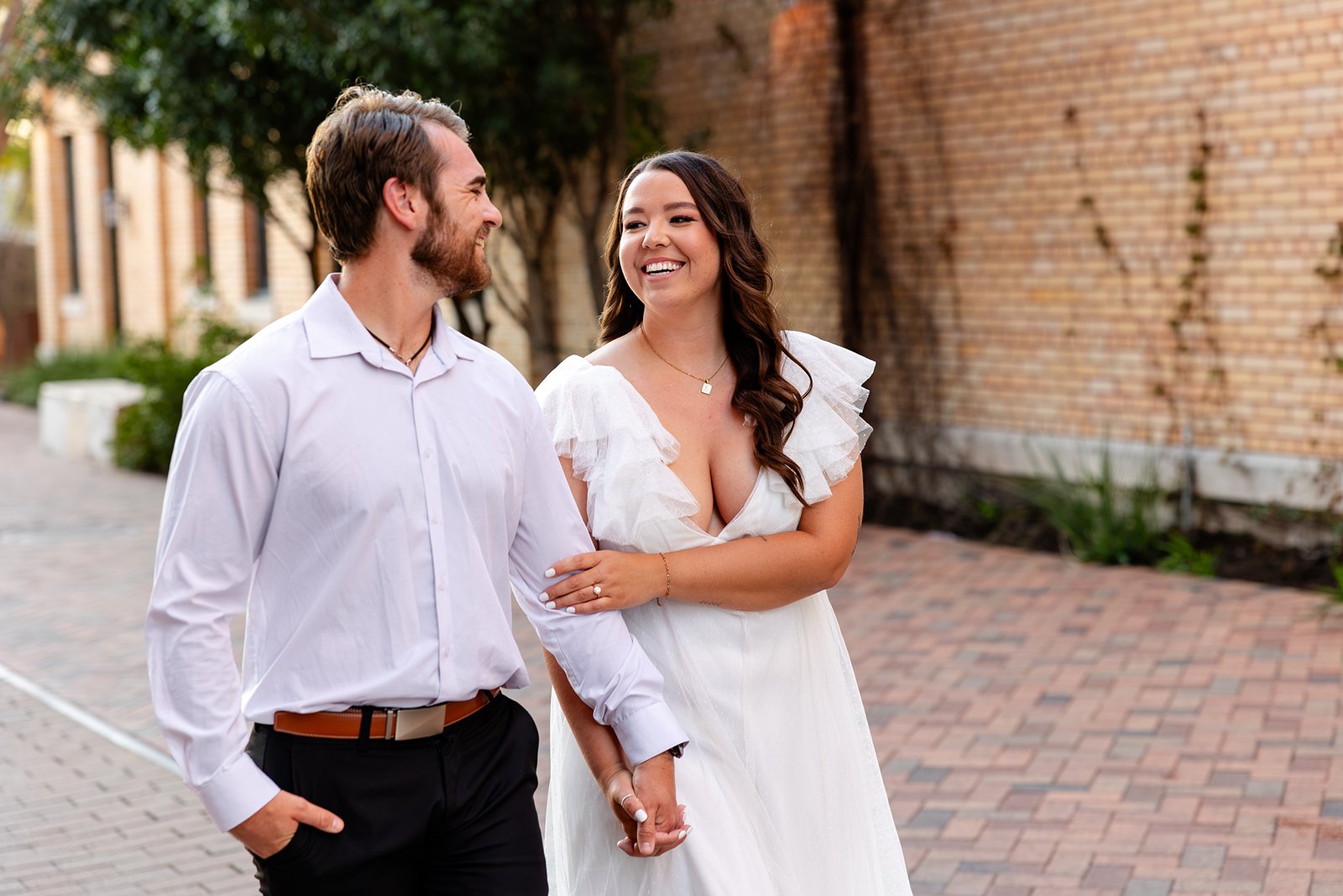 couple newly engaged at hotel emma in san antonio