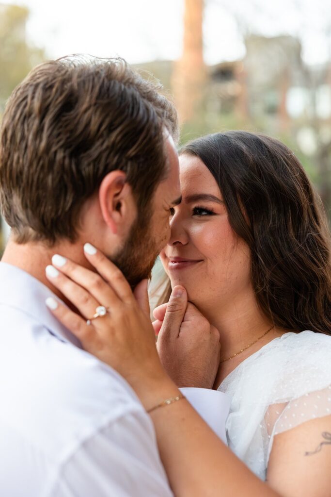 couple newly engaged after proposal in san antonio