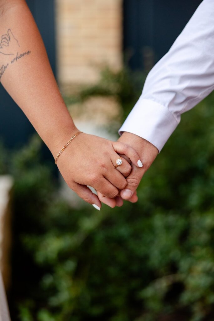 newly engaged couple at the pearl in san antonio