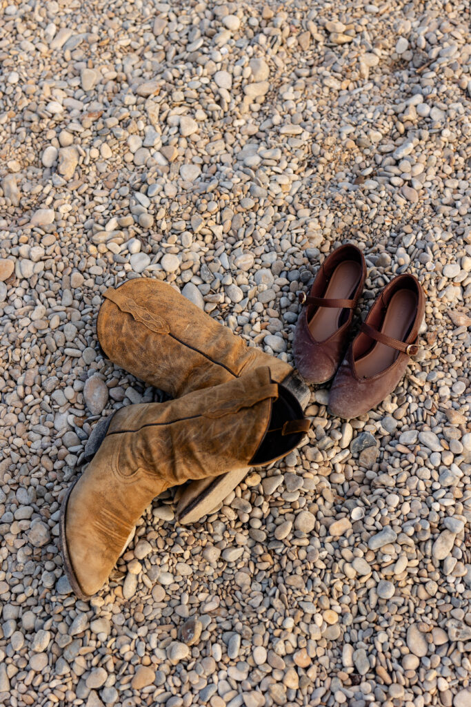 shoes worn by a couple during engagement session in san antonio